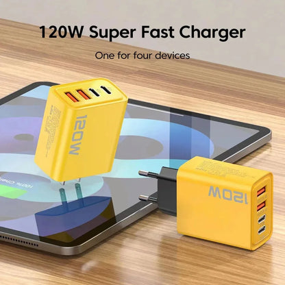 120W Fast Charging Type C Charger USB Charger Quick Charge 3.0 USB Phone Charger Adapter for iPhone Samsung Xiaomi Wall Charger