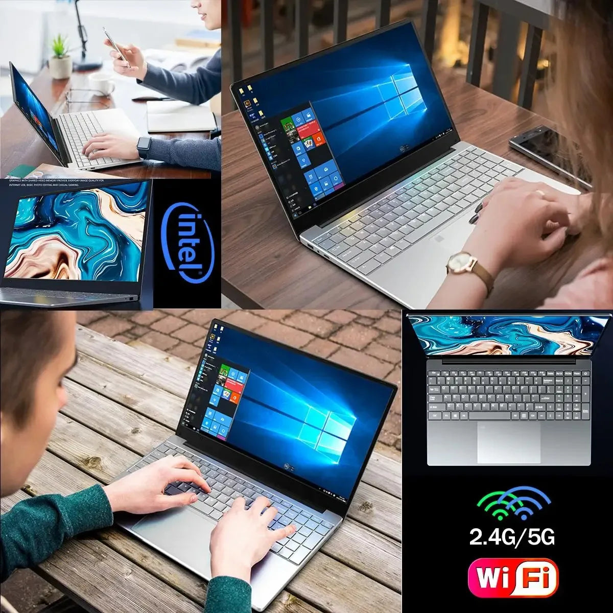 1-New Laptop Windows 11 Intel  J4025 180° Folding Slim Laptop Gamer 12GB RAM 512GB 1TB SSD 1920*1080 Office Study Computer PC