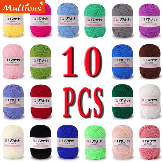 10pcs 25g 4ply Milk Cotton Yarn Anti-Pilling Hand Knitting Cotton Yarn For Scarf Sweater Hat Doll Craft Knitting Tools 