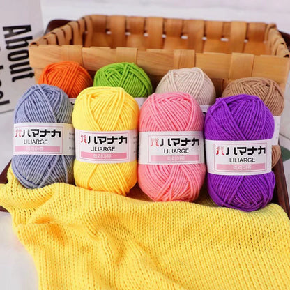 10pcs 25g 4ply Milk Cotton Yarn Anti-Pilling Hand Knitting Cotton Yarn For Scarf Sweater Hat Doll Craft Knitting Tools