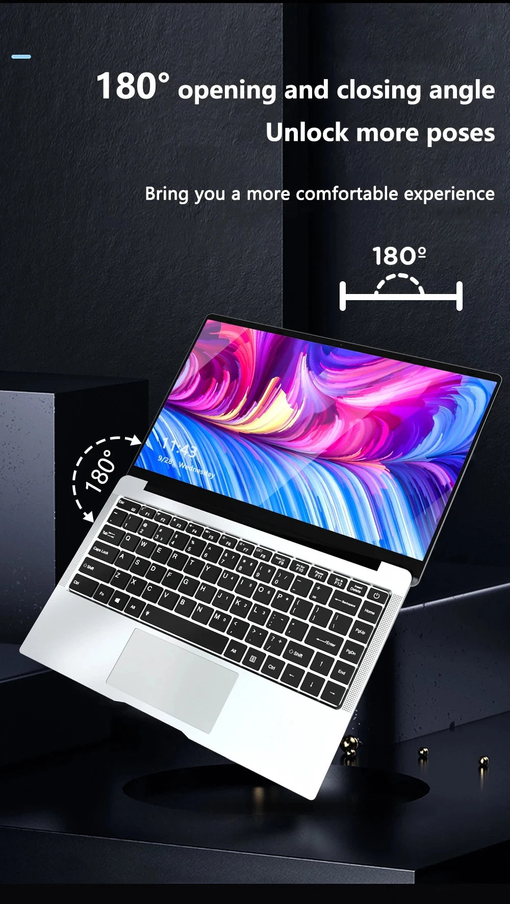 1-New Laptop Windows 11 Intel  J4025 180° Folding Slim Laptop Gamer 12GB RAM 512GB 1TB SSD 1920*1080 Office Study Computer PC