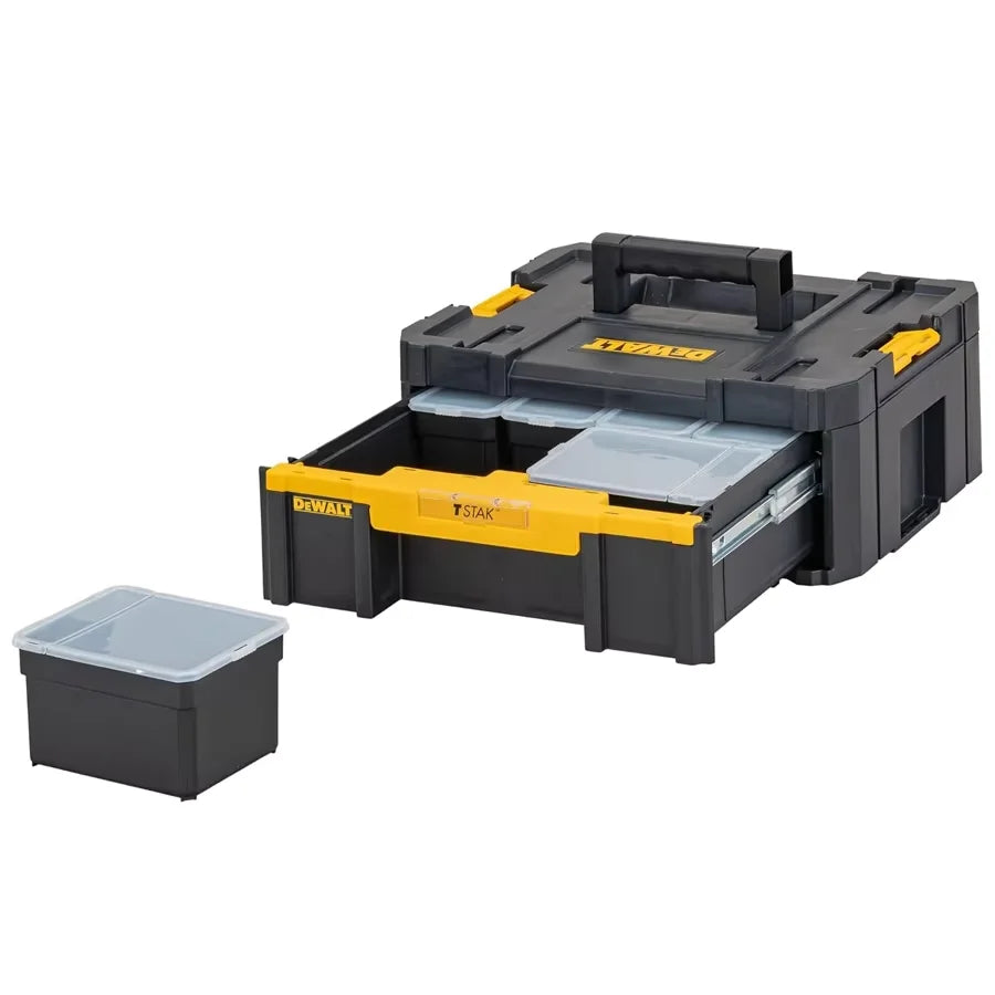 DEWALT DWST1-70705-23 TSTAK Handheld Single Layer Drawer with 6 Storage Box Portable Stackable Removable Plastics Tool Box