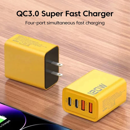 120W Fast Charging Type C Charger USB Charger Quick Charge 3.0 USB Phone Charger Adapter for iPhone Samsung Xiaomi Wall Charger