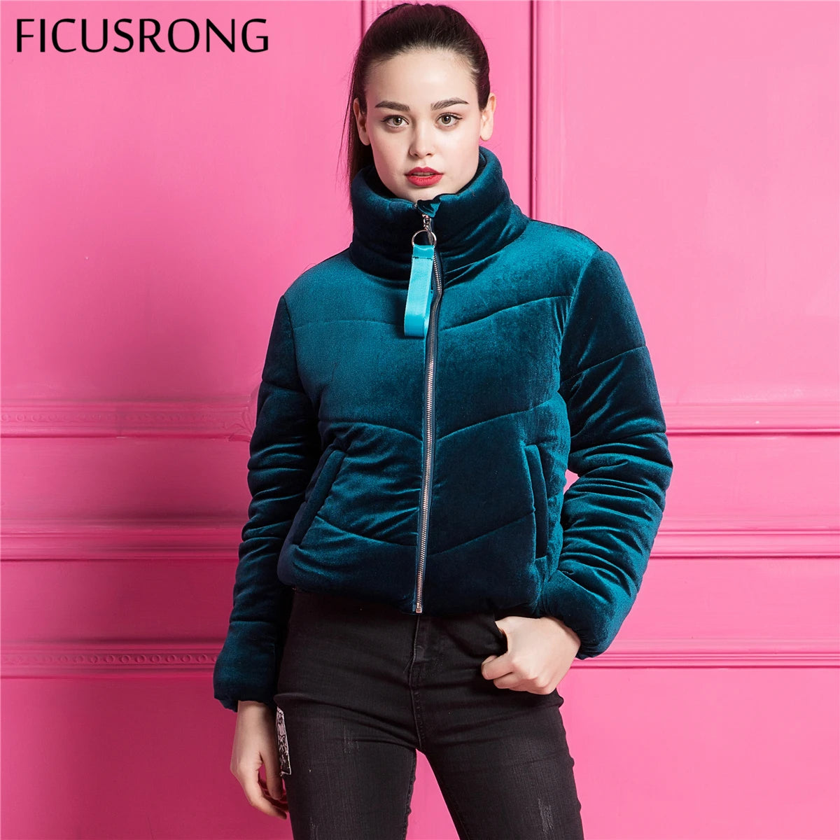 Cotton padded basic jacket coat Warm blue parkas jackets female 2018 new autumn winter jacket women outerwear