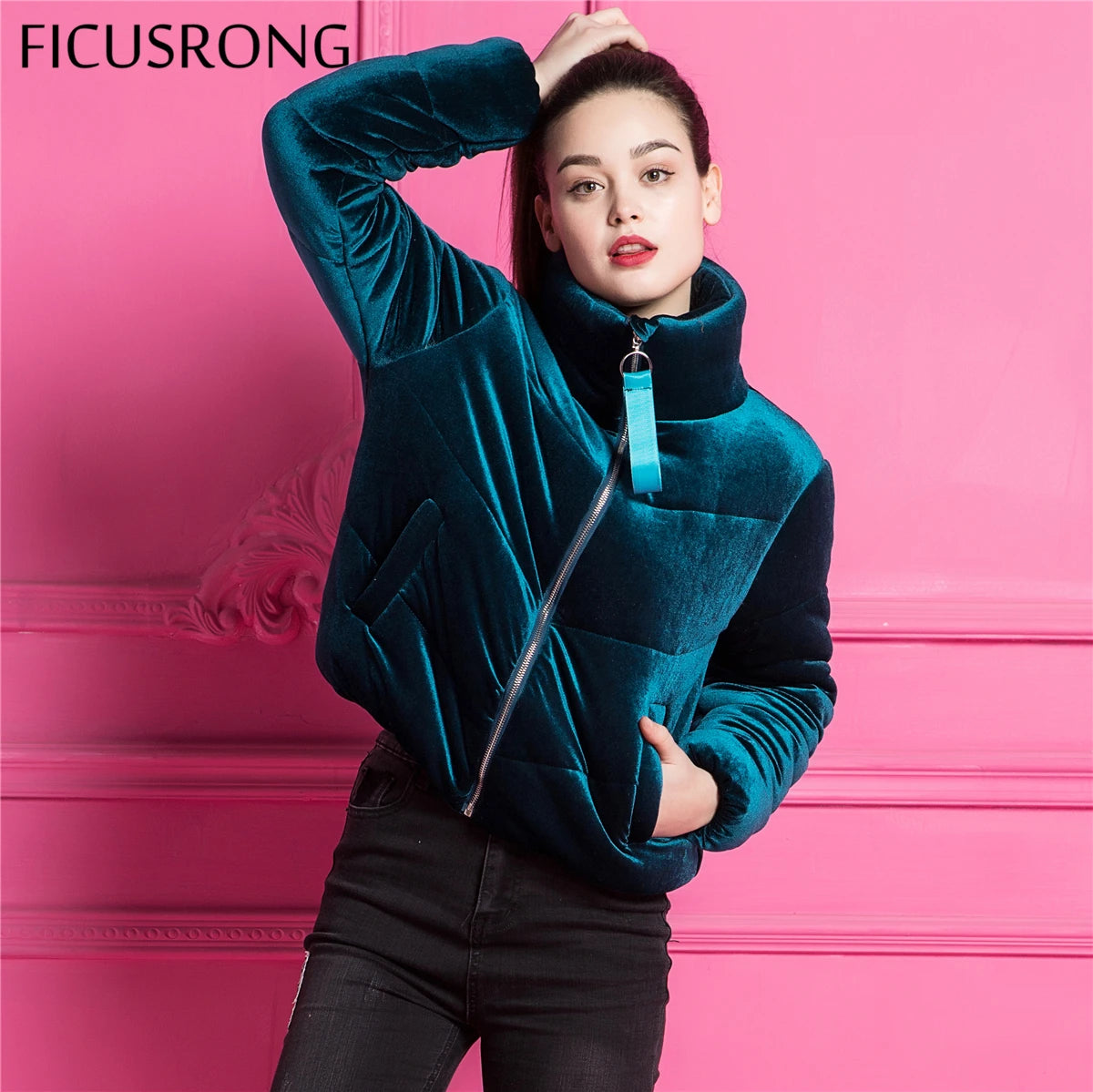 Cotton padded basic jacket coat Warm blue parkas jackets female 2018 new autumn winter jacket women outerwear