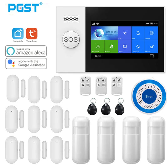 PGST Wireless Home WIFI GSM Security Alarm System Burglar Home Security With PIR Motion Sensor Detector Burglar Alarm System 