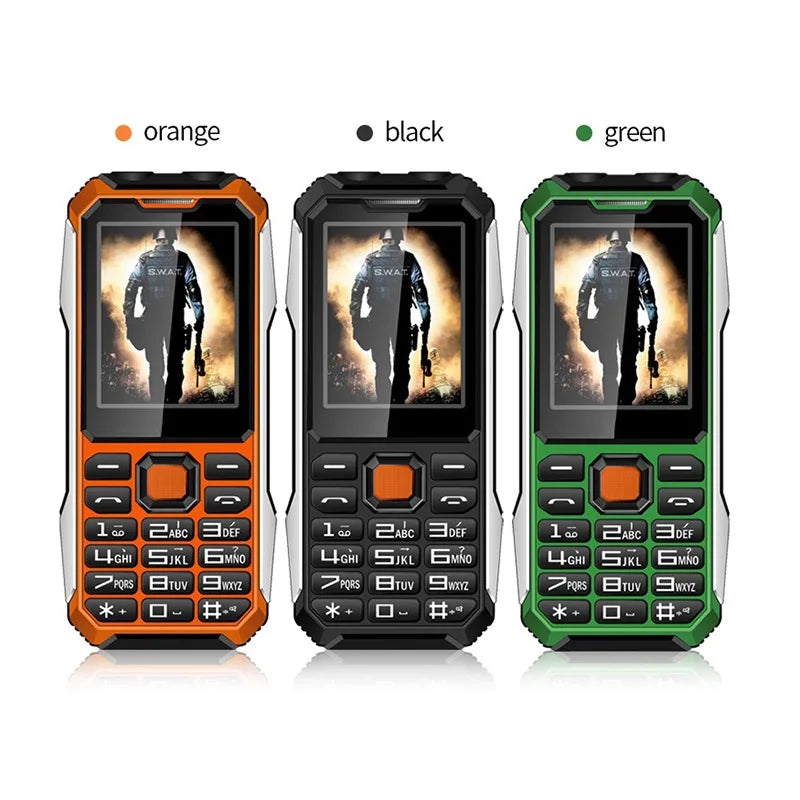 Durable Rugged Slim Outdoor Key Feature Phone Non waterproof Torch SOS Call Speed Dial Black FM list Auto Recorder Long Standby