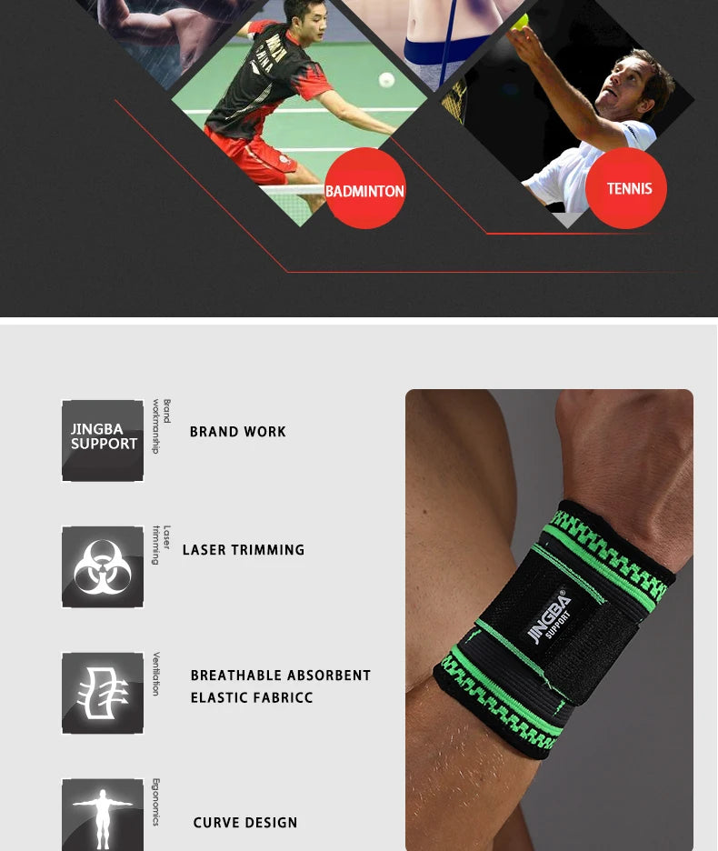 JINGBA SUPPORT New Nylon Wristband Support Fitness Bandage Wrist Support Protective gear wrist band men Tennis Badminton Brace