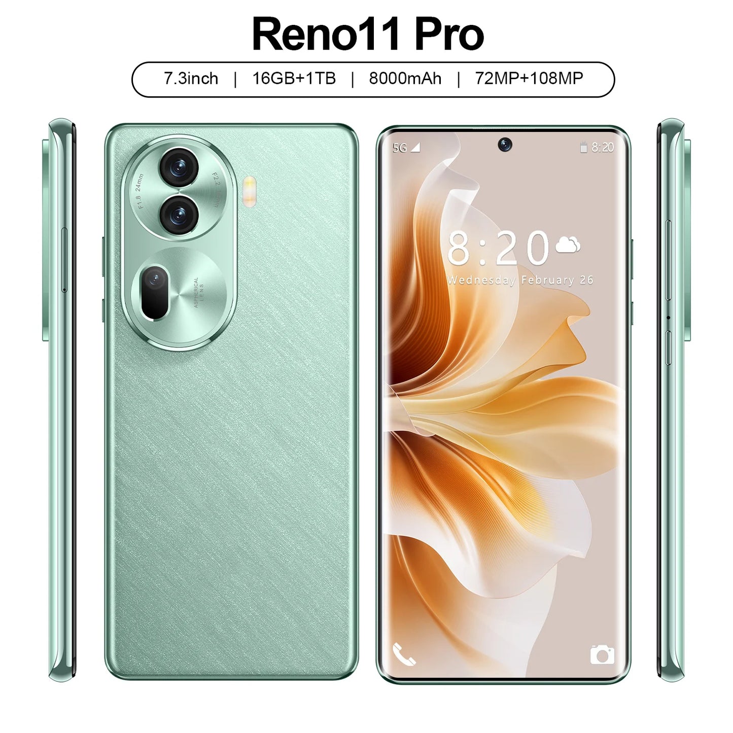 New arrival Reno11pro 7.3'' Sreen 5g sample oppo reno 11pro unlocked original mobile phone