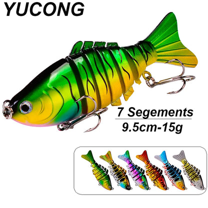 YUCONG 1PC Sinking Wobblers Fishing Lure 15g-9.5cm Jointed Swimbait Bass Trolling Bait 7 Sections Artificial Hard Isca Pesca