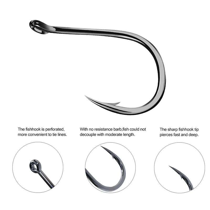 70-100pcs/box 6 Size High Carbon Steel Fishing Hooks Set Fly Fishing Jip Barbed Carp Fish Lure Hook Set Accessories Sea Tackle