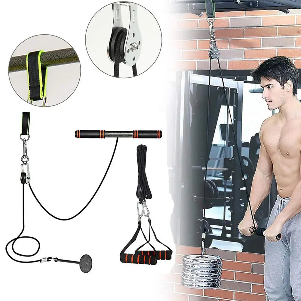 Fitness Pulley Cable System DIY Heavy Duty Forearm Wrist Arm Strength Trainer For Biceps Triceps Training Home Gym Accessories