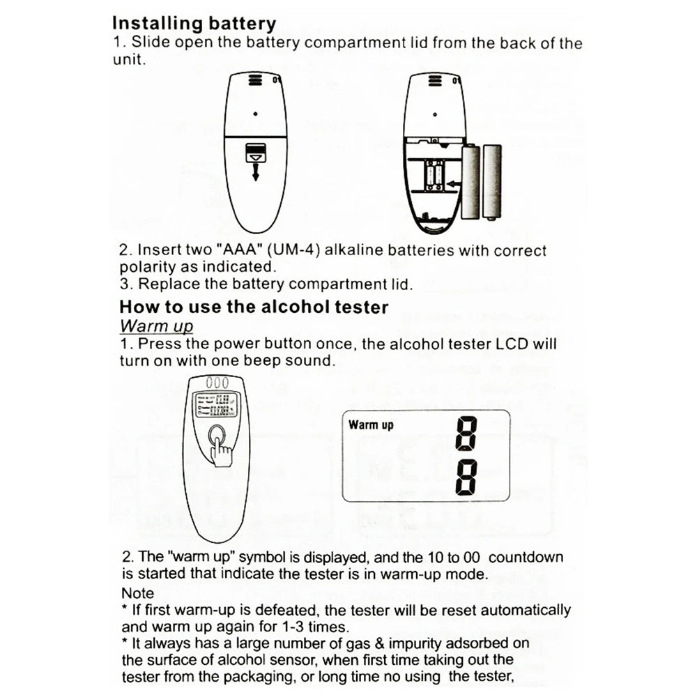 HX-64 Alcohol Tester Mini LCD Digital Display Alcohol Breath Analyzer Breathalyzer Test Testing PFT-641 Professional easy use