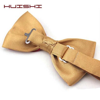 HUISHI Black Bow Tie Male Solid Color Marriage Bow ties For Men Candy Color Butterfly Cravat Two Tone Bowtie Butterflies