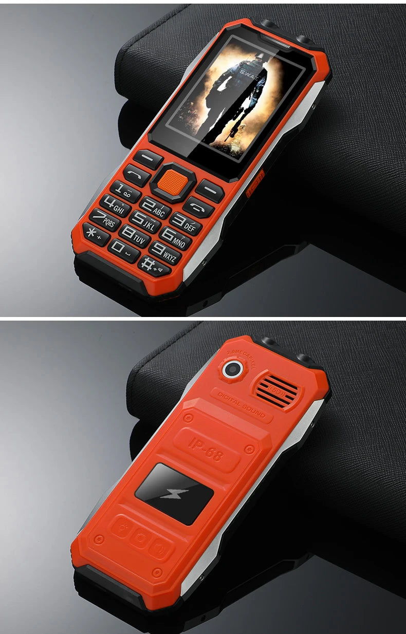 Durable Rugged Slim Outdoor Key Feature Phone Non waterproof Torch SOS Call Speed Dial Black FM list Auto Recorder Long Standby