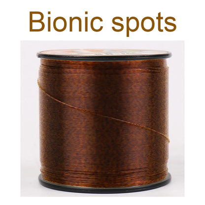 500m Gold/Green/Blue Spotted Fishing-Line Bionic Invisible Monofilament Nylon Speckle Fluorocarbon Coated Line Carp Fishline