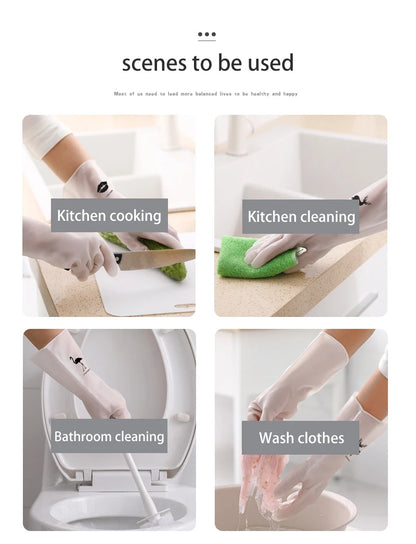 Housework Cleaning Gloves Laundry Waterproof Plastic Leather Household Cleaning Non-Slip Durable Kitchen Dishes And Dishes