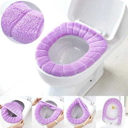 Bathroom Toilet Seat Cover Comfortable Velvet Coral Lid Top Cover Pad Washable Pumpkin Pattern Soft Toilet Seat Cushion