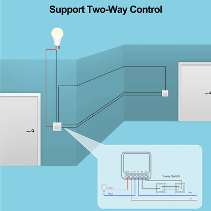 Mini Smart 16A Wifi DIY Switch Supports 2 Way Control, Smart Home Universal Module, Works with Alexa Google Home Smart Life App