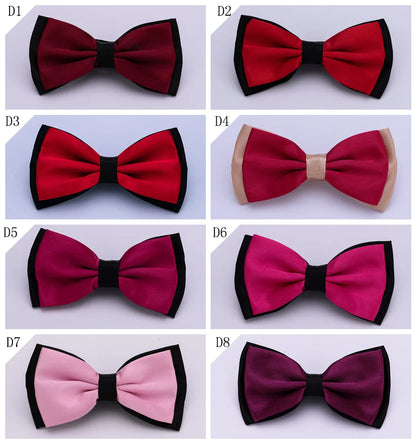 HUISHI Black Bow Tie Male Solid Color Marriage Bow ties For Men Candy Color Butterfly Cravat Two Tone Bowtie Butterflies