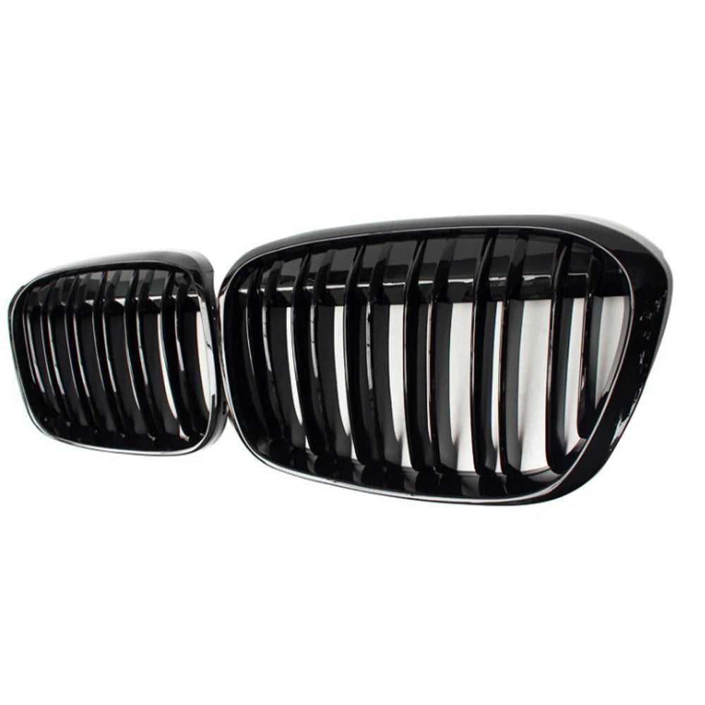 Gloss Black Front Bumper Kidney Grill Grilles For BMW X1 F48 F49 2016 2017 2018 2019 2020 XDrive Double Line M Style