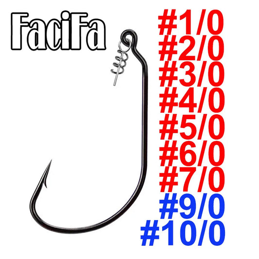 20 pcs Fishing Worm Hook with Spring Twist Lock Screw For Soft Worm Lure Bass Barbed Carp Crank Fishing Hook