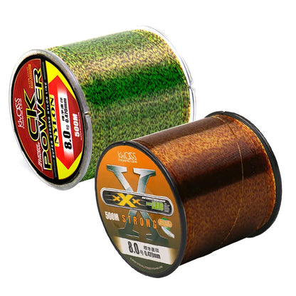 500m Gold/Green/Blue Spotted Fishing-Line Bionic Invisible Monofilament Nylon Speckle Fluorocarbon Coated Line Carp Fishline