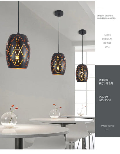 Modern LED pendant light iron Hollow metal cage pendant lamp living room restaurant shop bar fixture decoration