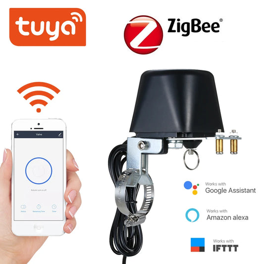 Tuya ZigBee Smart Wireless Control Gas Water Valve Smart Home Automation Control Valve for Gas Work with Alexa,Google Assistant