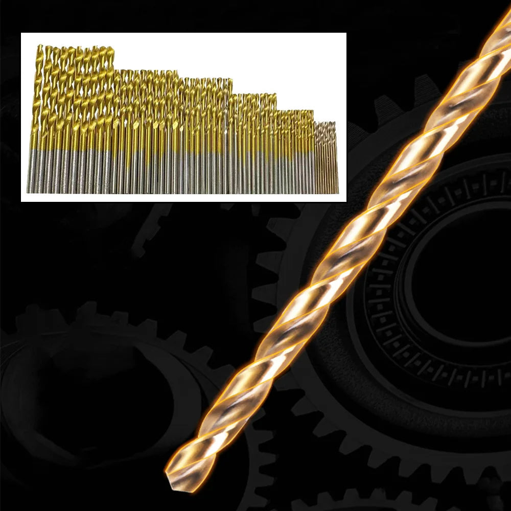 Titanium Coated HSS Twist Drill Bit Set Metal Hole Grooving Drill Saw Carpenter Woodworking Tools 1.0mm-3.5mm 50Pcs 60Pcs Drill