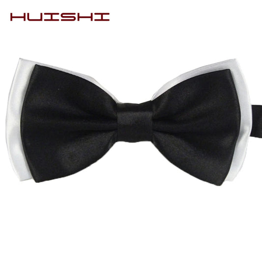 HUISHI Black Bow Tie Male Solid Color Marriage Bow ties For Men Candy Color Butterfly Cravat Two Tone Bowtie Butterflies