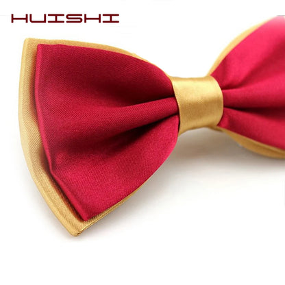 HUISHI Black Bow Tie Male Solid Color Marriage Bow ties For Men Candy Color Butterfly Cravat Two Tone Bowtie Butterflies