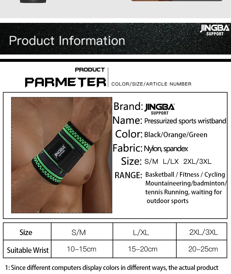 JINGBA SUPPORT New Nylon Wristband Support Fitness Bandage Wrist Support Protective gear wrist band men Tennis Badminton Brace