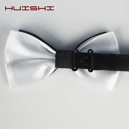 HUISHI Black Bow Tie Male Solid Color Marriage Bow ties For Men Candy Color Butterfly Cravat Two Tone Bowtie Butterflies