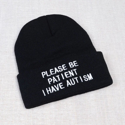 Please Be Patient I Have Autism letter Embroidery Knitted Hat men women Warm Winter Beanie Outdoor Sports Skiing Beanies