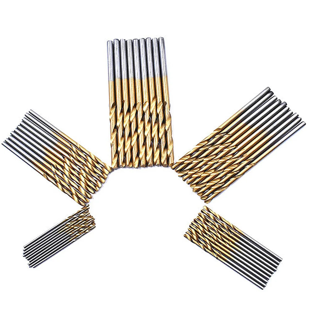 Titanium Coated HSS Twist Drill Bit Set Metal Hole Grooving Drill Saw Carpenter Woodworking Tools 1.0mm-3.5mm 50Pcs 60Pcs Drill