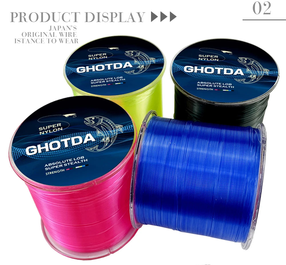 GHOTDA 500M Nylon Fishing Line Durable Monofilament Fishing Wire Rock Sea Fishing Line