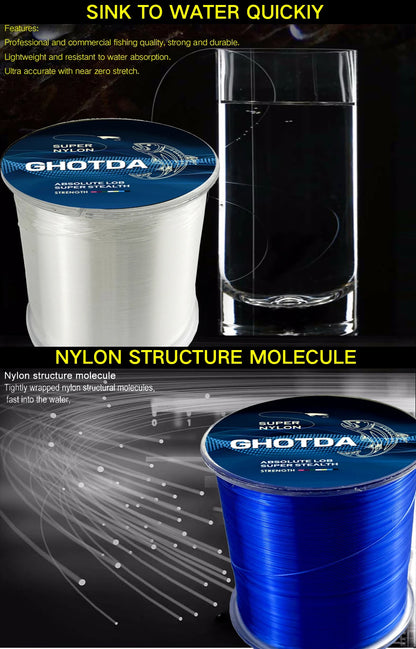 GHOTDA 500M Nylon Fishing Line Durable Monofilament Fishing Wire Rock Sea Fishing Line