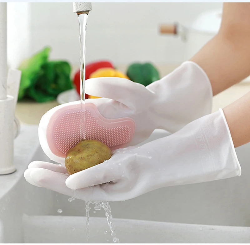 Housework Cleaning Gloves Laundry Waterproof Plastic Leather Household Cleaning Non-Slip Durable Kitchen Dishes And Dishes