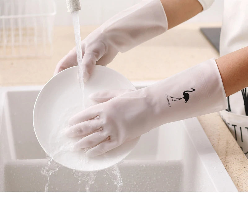 Housework Cleaning Gloves Laundry Waterproof Plastic Leather Household Cleaning Non-Slip Durable Kitchen Dishes And Dishes