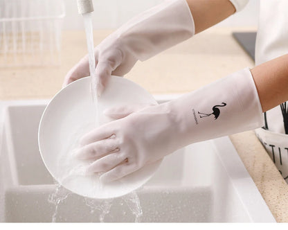 Housework Cleaning Gloves Laundry Waterproof Plastic Leather Household Cleaning Non-Slip Durable Kitchen Dishes And Dishes