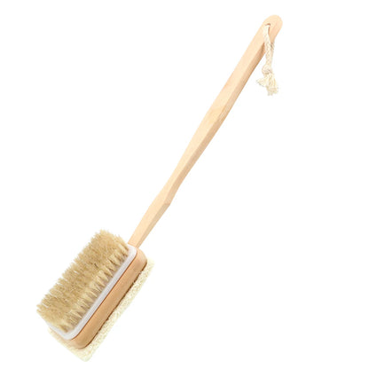 Skin Cuticle Grease Remove Wooden Handle Bath Sponge Massage Shower Loofah Bristle Both Side Bath Brush Body Back Cleaning Brush