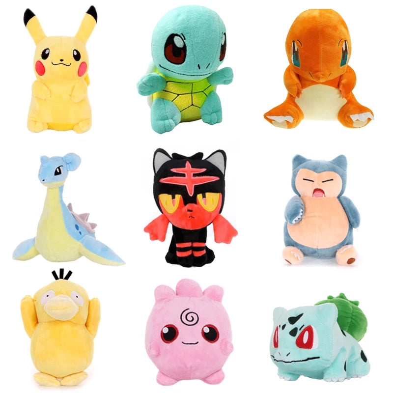 Pikachu Pokemon Anime Charmander Plush Toy Squirtle Bulbasaur Jigglypuff Lapras Eevee Peluche Christmas Gift For Kids