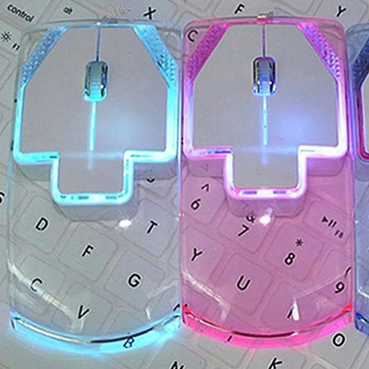 Creative Gaming Mouse 2.4GHz Wireless Ultra-thin Transparent Optical Luminous Mouse for PC Laptop