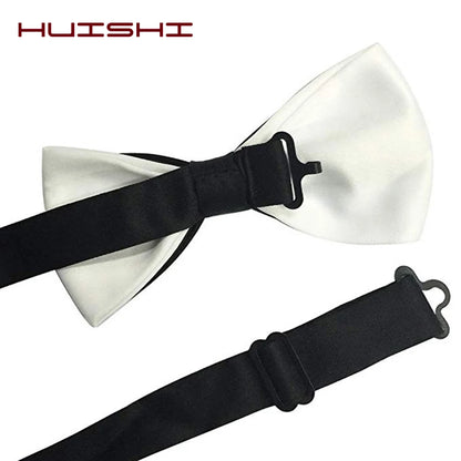 HUISHI Black Bow Tie Male Solid Color Marriage Bow ties For Men Candy Color Butterfly Cravat Two Tone Bowtie Butterflies