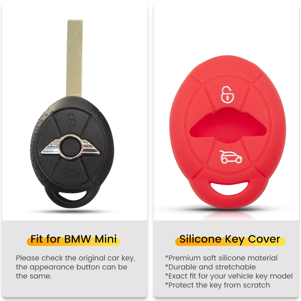 KEYYOU Silicone Key Case For BMW Mini Cooper S R50 R53 Two 2 Buttons Remote Protective Cover Jacket Skin Protector