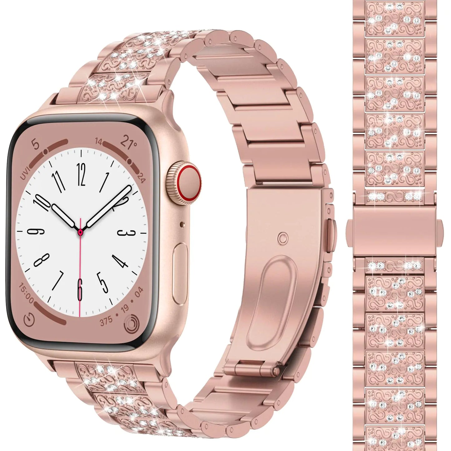 MARGE PLUS Compatible with Bling Apple Watch Band Women 38mm 40mm 41mm Series 10 9 8 7 6 5 4 3 2 1 SE, Upgraded Sparkle Replacement Bracelet iWatch Band, Diamond Rhinestone Stainless Steel Metal Strap