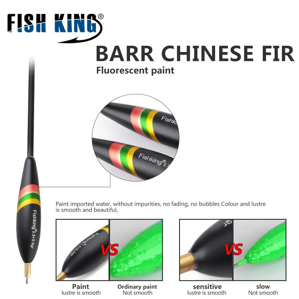 FISH KING 5pcs/lot Mixed Size Balsa Bobber Cork Barguzinsky Fir Float Vertical Pesca For Carp Fishing Float Fishing Tackle