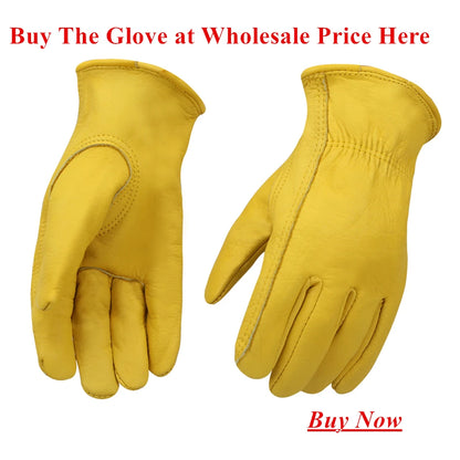 OLSON DEEPAK  Leather Work Gloves Work Drivers Gloves Gardening Motorcycle Household Work Cowhide Leather Safety Working Gloves