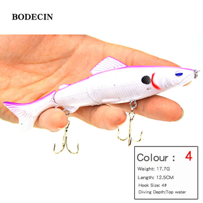 1pc 17.7g 125mm Crankbaits Fishing Lures Hard Bait Artificial Wobbler For Pike Peche 3 Segments Minnow Swimbait With Steel Ball